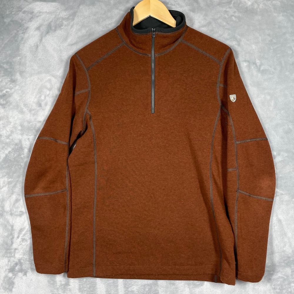 Kuhl Revel 1/4 Zip Pullover Mens Small Rust Red Fleece Sweater 3007 F20